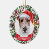 Fox Terrier Custom Père Noël chien ornement de Noë (Droite)