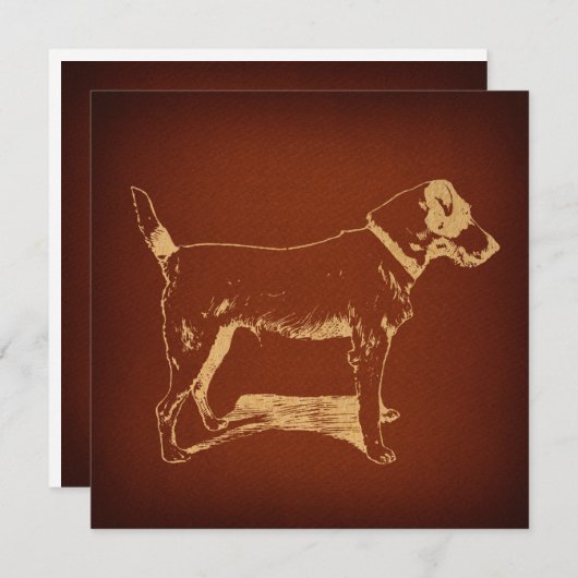 Fox Terrier Dog Art Rustic Antiek stijl Feestdagenkaart (Voorkant / Achterkant)