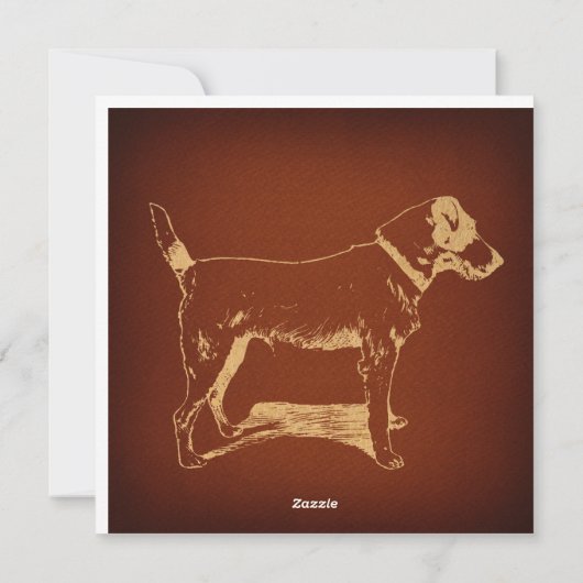 Fox Terrier Dog Art Rustic Antiek stijl Feestdagenkaart (Achterkant)