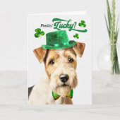 Fox Terrier Dog Feelin' Lucky St Patrick's Day Feestdagen Kaart (Voorkant)