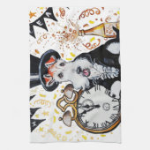 Fox Terrier Happy Nieuwjaar Theedoek (Verticaal)