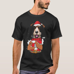 Fox Terriër Hond Santa I Love Mam Tattoo Lelijk Ch T-shirt