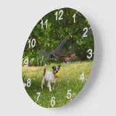Fox Terrier Joyeux Jours, horloge murale (Angle)
