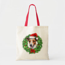 Fox Terrier Kerstkrans Canvas tas