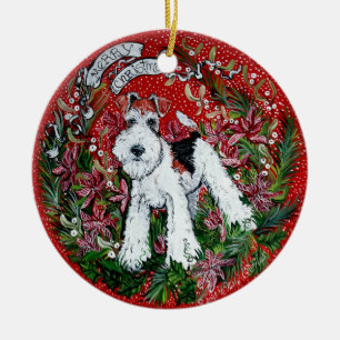 Fox Terrier Kerstmis Keramisch Ornament