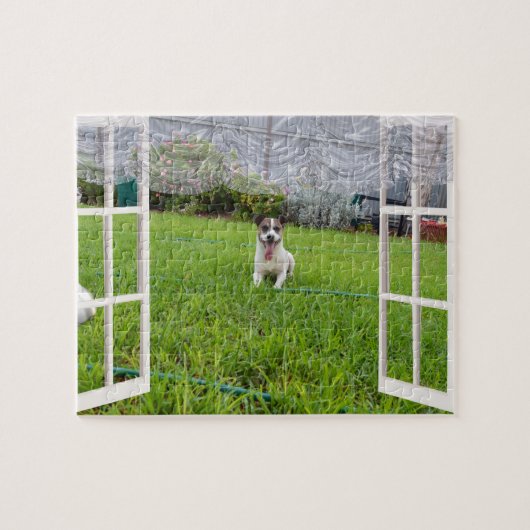 Fox Terrier Kom spelen, puzzel (Horizontaal)
