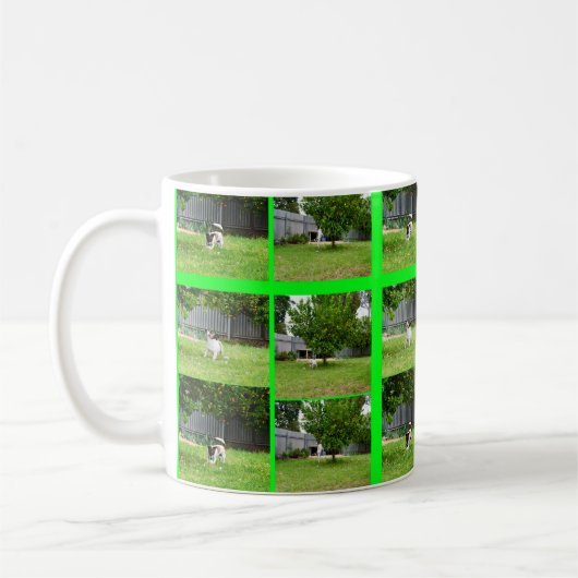 Fox Terrier Photo Collage de café blanc Mug (Gauche)