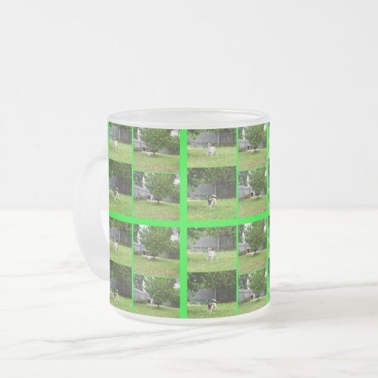 Fox Terrier Photo Collage Frosted Glass Mok (Voorkant links)