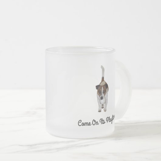 Fox Terrier springt in een boom, Matglas Koffiemok (Voorkant rechts)