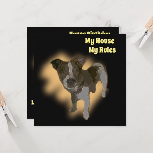 Fox Terrier Waterverf, Flat Birthday Kaart (Voorkant / Achterkant in situ)