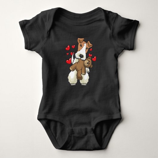 Fox Terrier Wirehaire Dog met Stuffe Animal Romper (Voorkant)