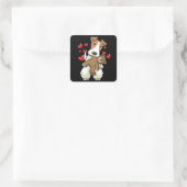 Fox Terrier Wirehaire Dog met Stuffe Animal Vierkante Sticker (Tas)