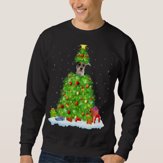 Fox Terrier Xmas Lighting Tree Funny Fox Terrier C Trui (Voorkant)