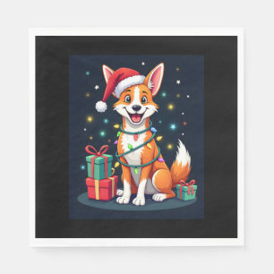 Fox Terrier Xmas Verlichting Santa Fox Terrier Hon Servet