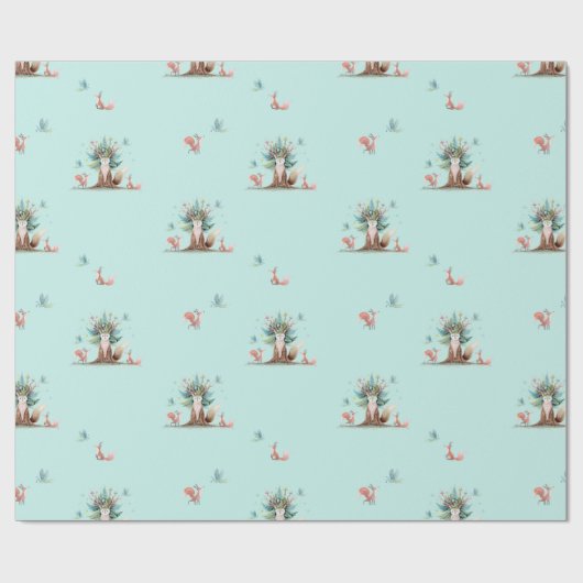Fox Tree Wrapping Paper Cadeaupapier (Vlak)