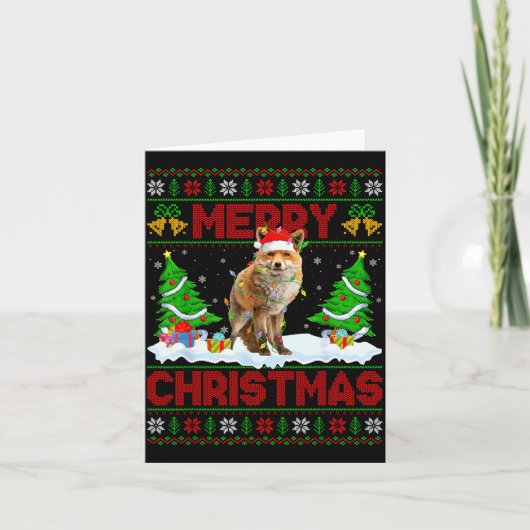 Fox Ugly Xmas Sweater Funny Fox Animal Merry Chris Kaart (Voorkant)