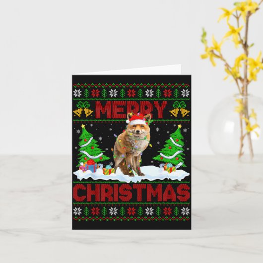 Fox Ugly Xmas Sweater Funny Fox Animal Merry Chris Kaart (Gele Bloem)