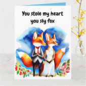 Fox Valentijnsdag Kaart (Gele Bloem)