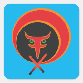 Fox van het leven - Rood. Vierkante Sticker