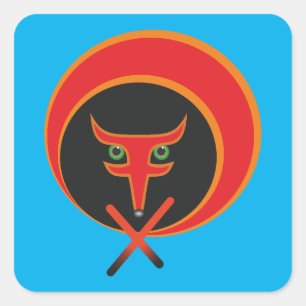 Fox van het leven - Rood. Vierkante Sticker