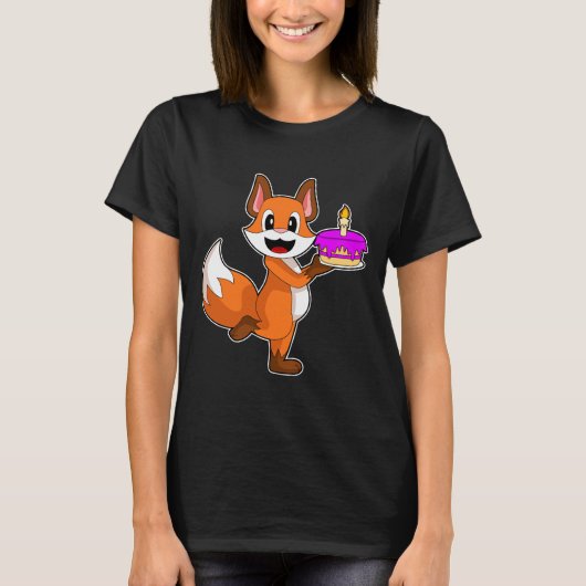 Fox Verjaardag Kaars Taart T-shirt (Voorkant)