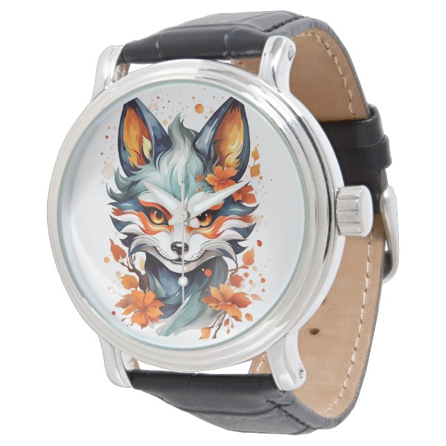 Fox Vibes: tijdloze herfstkunst Horloge (Gekanteld)