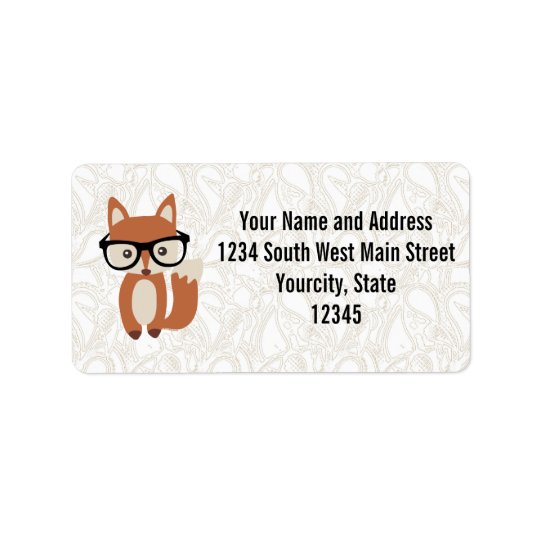 Fox w/Glasses de bébé de hippie Étiquette D’adresse