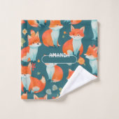 Fox Waterverf Kleurrijk Gepersonaliseerd Patroon Bad Handdoek (Wasdoekje)