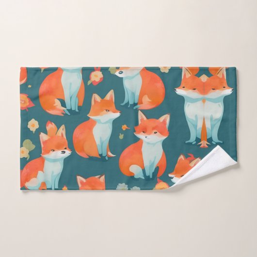 Fox Waterverf Kleurrijk Gepersonaliseerd Patroon Bad Handdoek (Handdoek)