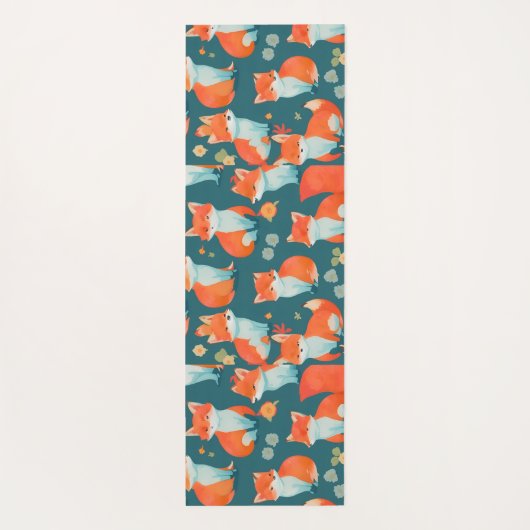 Fox Waterverf Kleurrijk Gepersonaliseerd Patroon Yogamat (Achterkant)