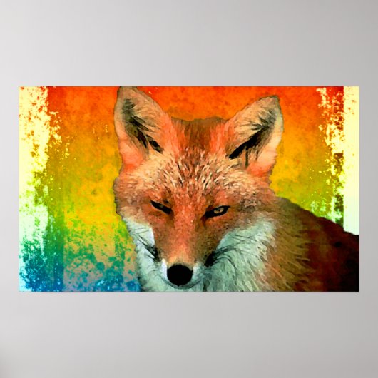Fox Waterverf Poster afdrukken (Voorkant)