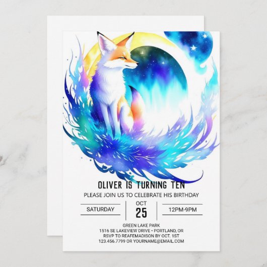 Fox Waterverf Verjaardagsviering Kaart (Voorkant / Achterkant)