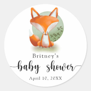 Fox welp - baby shower ronde sticker
