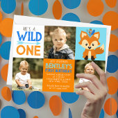 Fox Wild One 3 Photo Invitation pour le premier an