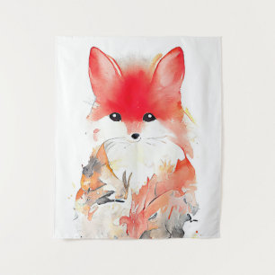 Fox Wilde Dier Natuur Waterverf Kunst Schilderen Wandkleed