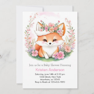 Fox Wildflower Woodland Meisje Baby shower Kaart