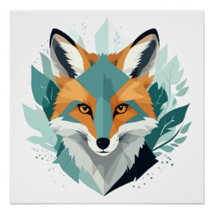 Fox Wildlife Animal Natuur Outdoors Waterverf Perfect Poster