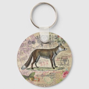 Fox Wildlife Collage  Illustratie Sleutelhanger