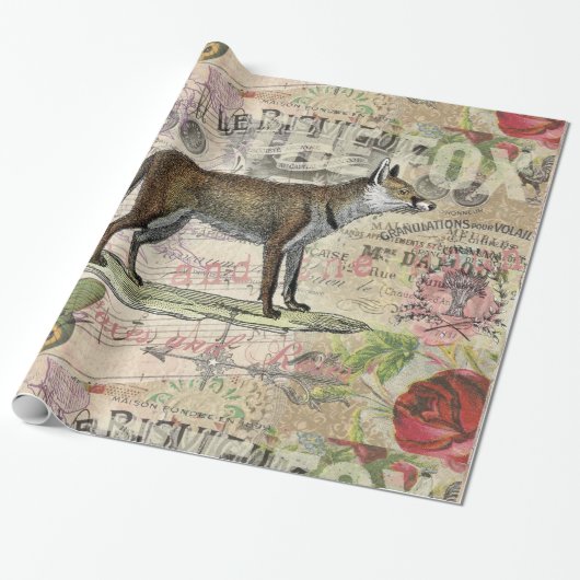 Fox Wildlife  Dierenillustratie Cadeaupapier (Uitgerold)