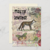 Fox Wildlife Dierenillustratie Kaart (Voorkant / Achterkant)