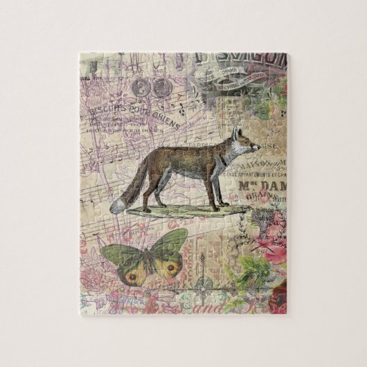 Fox Wildlife Dierenillustratie Legpuzzel (Verticaal)