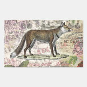 Fox Wildlife  Dierenillustratie Rechthoekige Sticker
