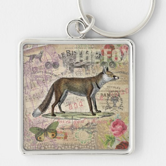 Fox Wildlife  Dierenillustratie Sleutelhanger (Voorkant)