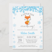 Fox Winter Blue Boy Baby shower Snowflake Kaart (Voorkant)