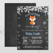 Fox Winter Boy Baby shower Chalkboard Uitnodiging (Voorkant / Achterkant)