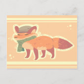 Fox with Hat and Scarf Postcard Briefkaart (Voorkant)