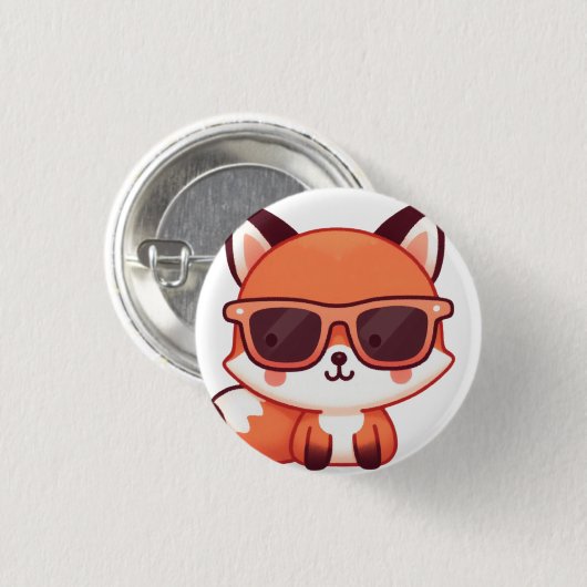 fox with sunglasses ronde button 3,2 cm (Voorkant /achterkant)