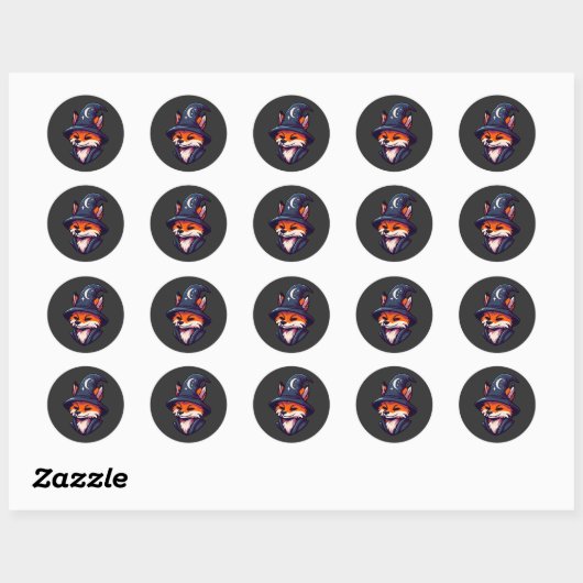 Fox Wizard - Magische fantasie Ronde Sticker (Vel)