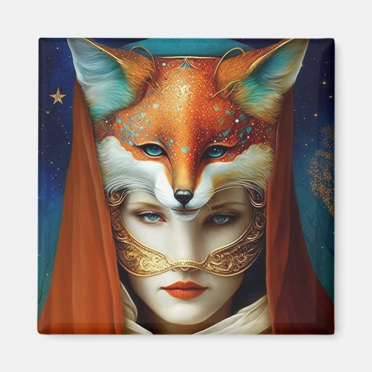 Fox Woman Surreal Fantasy Art Magneet (Voorkant)
