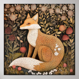 Fox Woodland Animal Art Painting Poster